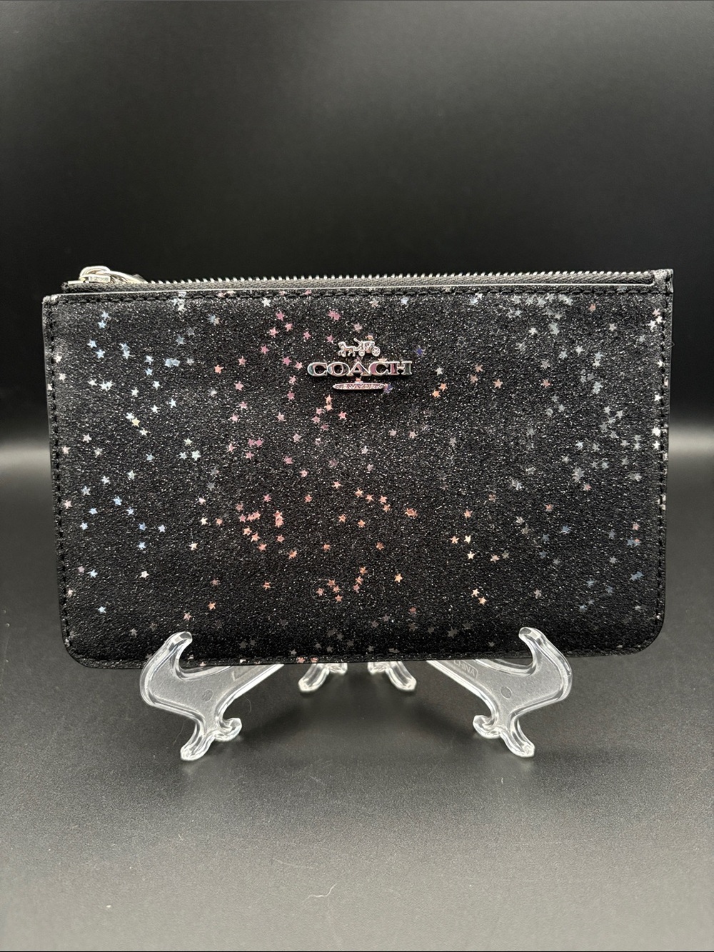 Coach Black Star Glitter Wristlet Excellent Preloved Condition See Video!